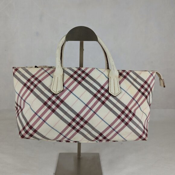 BURBERRY Blue Label Nova Check Blue Label Hand Bag Nylon Off-White/Pink Bag - Picture 1 of 14